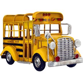 Retro Iron School Bus Model Pen Holder Pencil Pot Home Art Decor Desktop Decoration Ornaments for Office School Supplies
