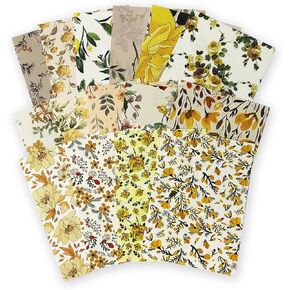 100Scrapbook Craft Paper Kit for Scrapbook Journaling Supplies，Yellow FlowerCraft Supplies Materials Decoupage Paper for Scrapbooking Supplies，Bullet Journal Stencils as Journal Card Making Supplies