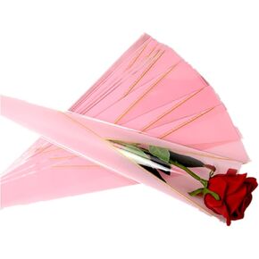 100 Counts Single Floral packaging bag,Single Rose Sleeve,Single Rose And Carnations Flower Wrapping Paper,Flower Bouquet Sleeve Bag for Mother's day Valentines Day Wedding Birthday Gift (Black)