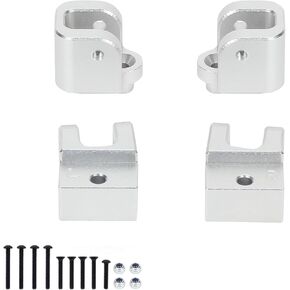 RCAWD Aluminum Upper/Lower Bulkhead Track Rod Mount Set LOS334003 for Losi 1/10 Hammer Rey Baja Rey Rock Rey Upgrade Parts (Silver)