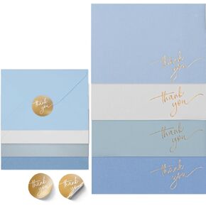 Gold Foil Thank You Cards - Bulk Pack of 40, 5x3.5 Inch with Matching Stickers & Envelopes (Pink) Textured Surface for a Unique Feel - Suitable for Baby Shower, Wedding, Small Business, Graduation