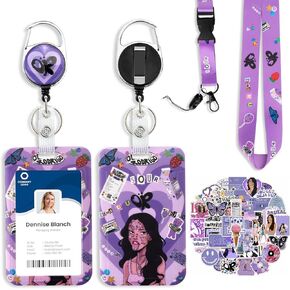 Heavy Duty Badge Reel with Carabiner Clip, Retractable ID Badge Holder with Detachable Lanyard, Teacher Lanyards for ID Badges and Keys, Nurse Doctor Teacher (Purple)