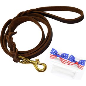 Leather Dog Leash 6ft x 1/2",Heavy Duty Dog Training Leash,Strong Durable Genuine Leather Braided Dog Leash with Wonderful Figure Hook,Soft and Comfortable Dog Leashes for Medium and Large Dogs,Brown