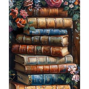MBNTJHT DIY Paint by Numbers Kit for Adults,Books Oil Acrylic Painting Kits for Adults Beginners on Canvas,Unframed Flowers Paint by Number Kits for Home Wall Decor 16 X 20 Inch.
