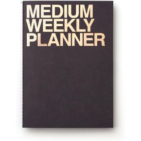 JSTORY Medium Weekly Planner Lays Flat Undated Year Round Flexible Cover One Size Black