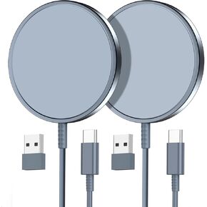 2 Pack Magnetic Wireless Charger for iPhone 15/15 Pro/15 Plus/15 Pro Max 15W Fast Magnetic Charger for iPhone 15/14/13/12 Series and AirPods 3/2/Pro 2/Pro (Magnet Charger Black)