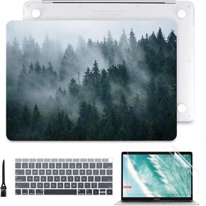 Batianda Laptop Case for MacBook Air 13 2020 2019 2018 with Touch ID & Retina (A2337 A2179 A1932) Floral Series Clear Hard Shell with Keyboard Cover Screen Protector for New Mac Air 13.3 inch, Forest