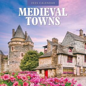 Red Robin 2025 Medieval Towns Monthly Wall Calendar | 12" x 24" Open | Premium Thick & Sturdy Paper | Hangable 12 Month Calendar | Plastic Free | 4 Month Transition Page for 2024 in Saudi Arabia
