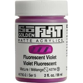 SoFlat Matte Acrylics by GOLDEN, Fluorescent Violet, 2 fl. oz. Jar, Professional Acrylic Paint, Semi-Transparent