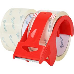 Darice Packing Tape with Dispenser, Heavy-Duty 2 Pack Packaging Tape 1.8" x 55 Yds Clear Tape for Moving, Shipping, and Box Sealing, 3-inch Core