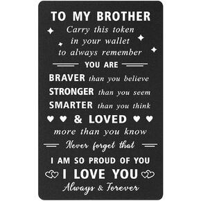 ENGZHI To My Brother Gifts Wallet Card - Brother Birthday Card, Inspirational Gifts for Brother Christmas Graduation