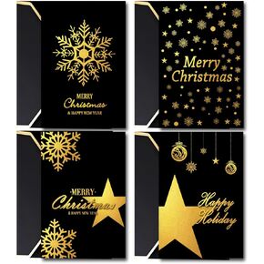 Besttile Merry Christmas Cards Gold Foil Greeting Cards & Envelopes 4 * 6 Inch Festive Happy Holiday Cards for Xmas(4 Designs, 28 Envelopes)