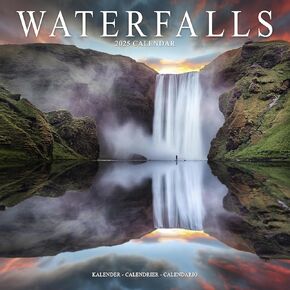 2025 Waterfalls Wall Calendar, 12X12, Avonside Publishing