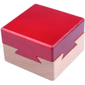 Himine Wooden Magic Mysterious Box Secret Opening Puzzle Box Gift Box (Red+Wood)