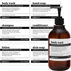 MaisoNovo Waterproof Labels for Bottles Modern Design - 6pc Mix Pack