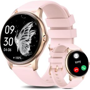 Holiday Smart Watches for Women Men, 1.32" Full Touch Screen Heart Rate/Sleep Monitor/Pedometer, IP68 Waterproof Fitness Watch for Android iOS Phone (Silver)