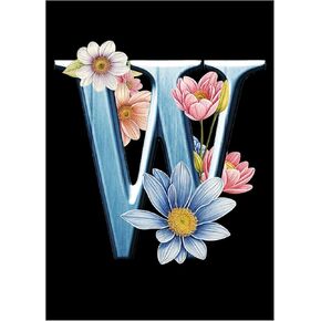 YOYA 5D Diamond Painting Letters with Flower, Diamond Art Kits for Adults Letters, DIY Full Drill Diamond Art Letters of The Alphabet, Diamond Painting Kits Letters for Home Wall Decor 12 x 16 Inch,A