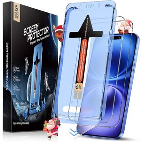 MAGIC JOHN 2 Pack for iPhone 16 (6.1) inch Tempered Glass Screen Protector, Auto Dust-Elimination, Bubble Free, Easy Installation, HD Clear