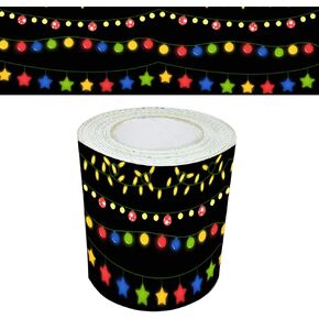 Christmas Lights Bulletin Board Border Decor 36Ft Die-Cut Bulletin Board Border Trim Bulletin Board Strips Blackboard White Board Photo Wall Bulletin Board for Christmas Party Home Office Decor