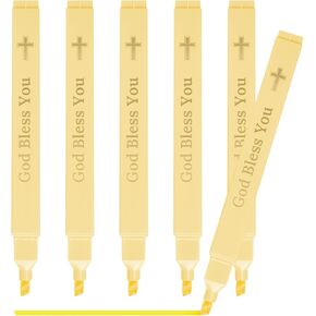 6 Pcs Highlighters Set, Cute Yellow Highlighters No Bleed Quick Dry, Soft Chisel Tip, Aesthetic Fluorescent Markers Bible Study and School Supplies (Yellow)