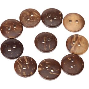 Dophee 100Pcs Brown Natural Coconut Shell Two-Holes Buttons DIY Craft Clothe Sewing Decorative Button - 20mm