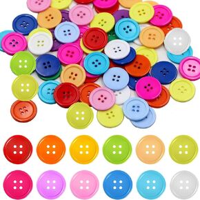 100 Pcs Resin Buttons,Round Colored Buttons Garment Button for Sewing DIY Crafts,4 Holes Button for Sewing Clothing Knitting Craft Decoration, Crafts DIY Projectsc(12 Colors, 25mm in Diameter)
