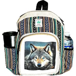Gurkha Handmade Himalayan Hemp Backpack 14 IN Large Backpack Hippie, Festival, Hiking, Laptop & Tablet Backpack - Handmade In Mt. Everest Country Nepal
