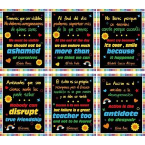 Spanish Classroom Decorations Posters - Spanish English Bilingual Quotes Motivational Posters for Classroom Bulletin Board Decor - Inspirational Positive Hispanic Heritage Month Wall Art