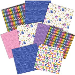Paper House Productions 12" x 12" 9-Sheet Decorative Double Sided Paper Pack for Scrapbooking and Crafts - School Days