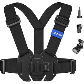 TELESIN° Chest Mount for Action Cameras，Chest Mount Harness Mount Compatible with GoPro Hero 12,11,10,9,8,7,6,5,4, Hero Session, DJI Osmo Action Cameras