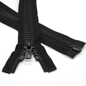 Leekayer 2PCS #10 28 Inch Separating Jacket Zippers for Sewing Coat Jacket Black Tape Heavy Duty Zippers Bulk for Winter Coat Large Molded Plastic Zippers (28" 2pcs)