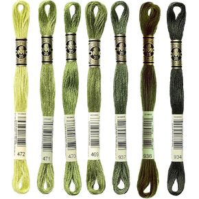 6-Strand Embroidery Cotton Bundle - Avocado Green Color Family - 7 Skeins of Thread - 8.7yd Skeins