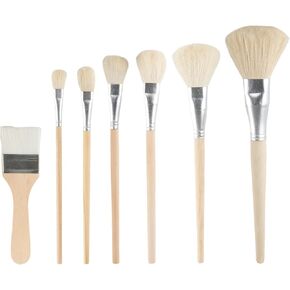Acrylic Paint Brush Set, 7 Pieces Assorted Size Mop Brushes with Wooden Handles for Acrylic, Watercolor, Oil Painting