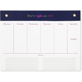 Kate Spade New York Undated Weekly Planner Notepad with Leatherette Binding, 12 in x 9 in, Gold Detail, You're Right on Time