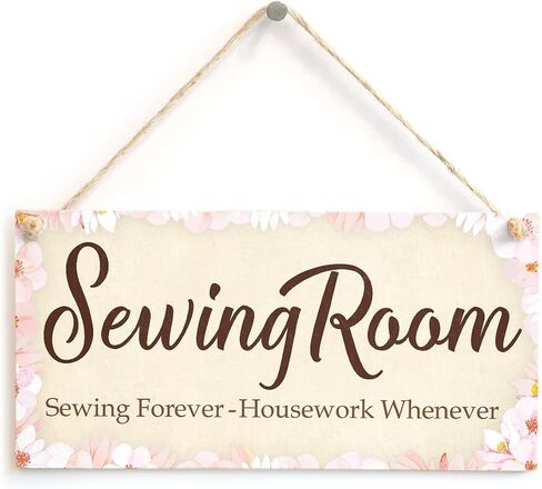 Meijiafei Sewing Room Sewing Forever - Housework Whenever - Cute Sewing Gift Idea Sign Plaque for Sewing Room Wall 10" X 5" in Kuwait