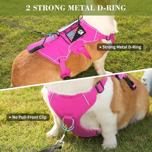 VOOPET Escape Proof Dog Harness, Soft Padded Full Body Pet Harness, Reflective No Pull Dog Harness with Handle and 2 Leash Clips for Small Dogs Walking Hiking Training (Rose Pink,S) in Kuwait