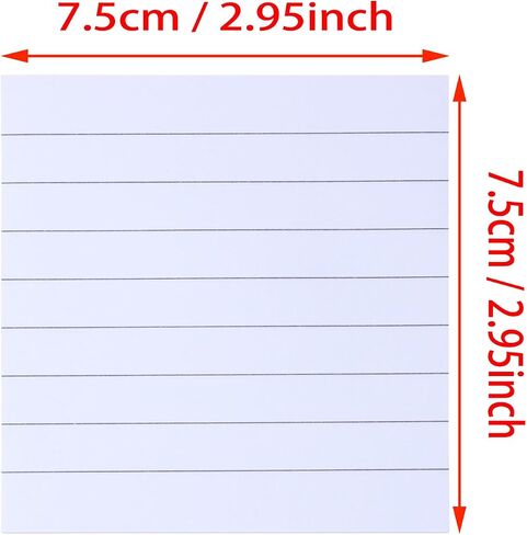 Mini Skater 2 حزمة ملاحظات لاصقة مع خط 7.5x7.5 سم علامات تبويب كتاب ذاتية اللصق علامات ورقية لوحة ملاحظات لاصقة 100 ورقة (أبيض) in Saudi Arabia