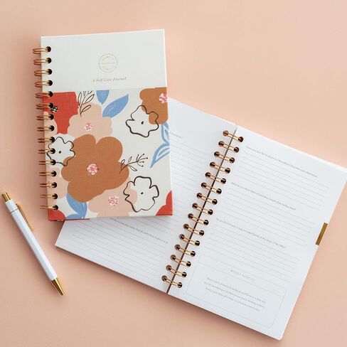 المجلات الفورية، مجلة حب الذات: 52 أسبوعًا من التأكيد (وردي مرقط، كتان/جلد) | مجلة الرعاية الذاتية | مجلة تخفيف التوتر | مجلة العافية للنساء in Kuwait