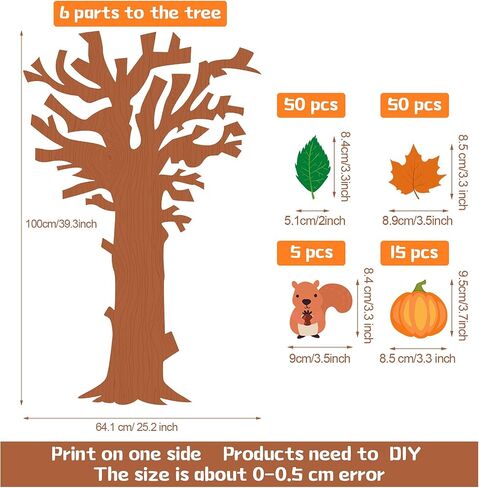 126 Pcs Classroom Tree Bulletin Board Set Seasonal Tree Maple Leaves Pumpkins Squirrels Cutout Bird Flower Cutouts Classroom Tree Wall Decor for School Classroom Chalkboard Wall(Cute Style) in Saudi Arabia