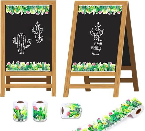 67.9 Ft Watercolor Bulletin Borders Stickers Cactus Trim Bulletin Chalkboard Decor, Meaty Rolled Border Bulletin Board Trim Borders Classroom Decoration Strips in Saudi Arabia