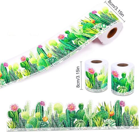 67.9 Ft Watercolor Bulletin Borders Stickers Cactus Trim Bulletin Chalkboard Decor, Meaty Rolled Border Bulletin Board Trim Borders Classroom Decoration Strips in Saudi Arabia