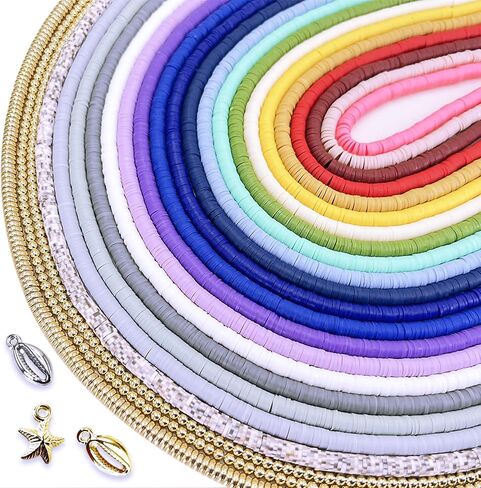 8200 PCS 20 Strands Purple Clay Beads Kit, Polymer Clay Beads for Bracelets Making, with Gold Spacer Beads, 6mm Neutral Beads for Friendship Bracelet, Earth Tone Beads for Adults in Saudi Arabia