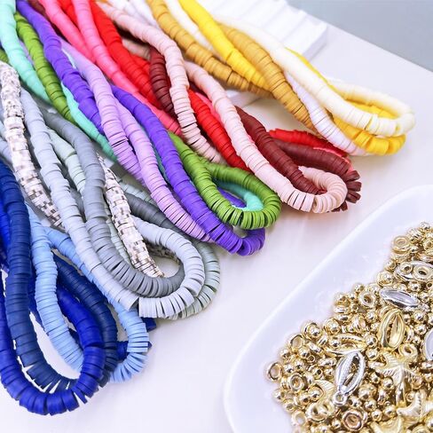 8200 PCS 20 Strands Purple Clay Beads Kit, Polymer Clay Beads for Bracelets Making, with Gold Spacer Beads, 6mm Neutral Beads for Friendship Bracelet, Earth Tone Beads for Adults in Saudi Arabia