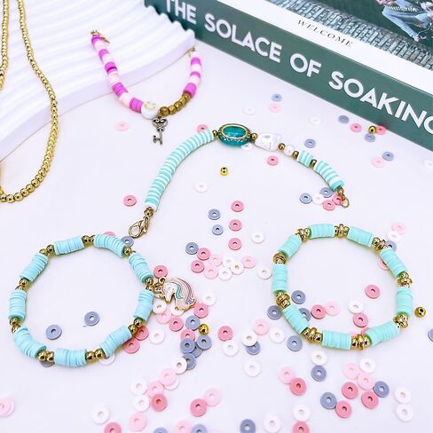 8200 PCS 20 Strands Purple Clay Beads Kit, Polymer Clay Beads for Bracelets Making, with Gold Spacer Beads, 6mm Neutral Beads for Friendship Bracelet, Earth Tone Beads for Adults in Saudi Arabia