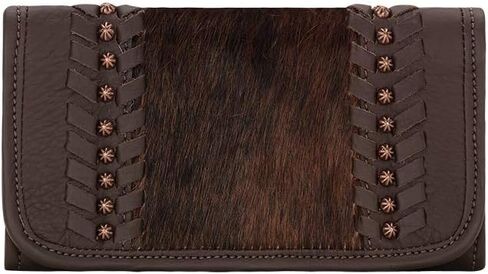 American West Women's Cow Town Chocolate Pony Hair Tri-Fold Wallet Chocolate One Size in Kuwait