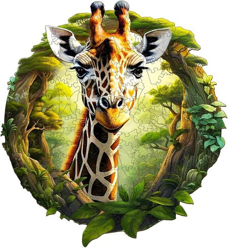 Jigfoxy Wooden Puzzles for Adults, Giraffe Wood Puzzles Adult, Unique Animal Shape Wooden Jigsaw Puzzles, for Puzzles Lovers Family Friend (XL-17.3 * 16in-469pcs) in Saudi Arabia