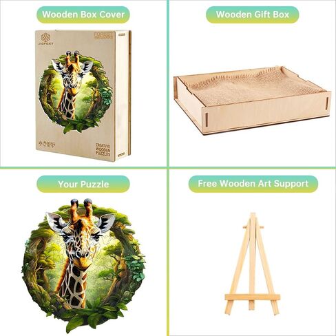 Jigfoxy Wooden Puzzles for Adults, Giraffe Wood Puzzles Adult, Unique Animal Shape Wooden Jigsaw Puzzles, for Puzzles Lovers Family Friend (XL-17.3 * 16in-469pcs) in Saudi Arabia