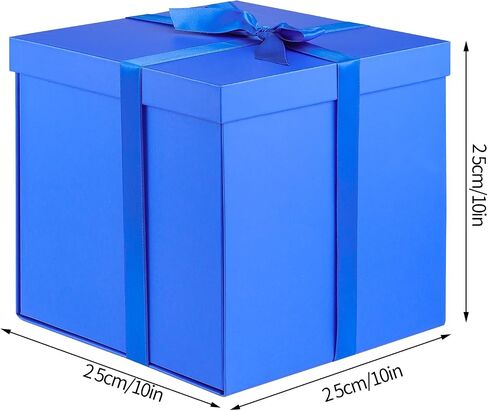 Large Black Gift Box with Lid, 10x10x10 In Christmas Gift Boxes for Presents with Ribbon Shredded Paper Card and Envelope for Christmas Valentine's Day Birthday Anniversary Wedding in Saudi Arabia