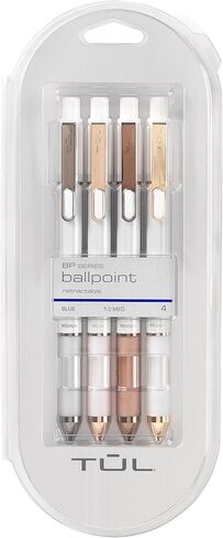 أقلام حبر جاف قابلة للسحب من سلسلة TUL® BP، نقطة رصاصة، 1.0 مم، أسطوانة بيضاء لؤلؤية، حبر أزرق، عبوة من 4 أقلام in Kuwait