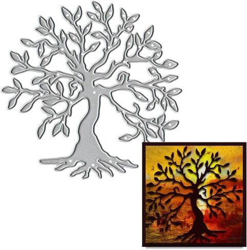 ALIBBON 2Pcs Fall Tree Die Cuts for Card Making and Scrapbooking, Autumn Leaves Cutting Dies Metal Template Molds, Thank You Words Die Cuts for DIY Photo Album Paper Embossing Card Making Decoration in Kuwait